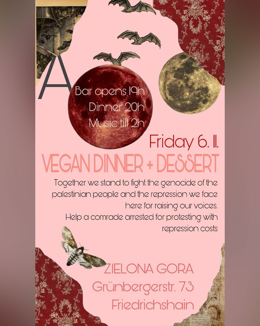 Soli-bar and dinner: Support a comrade against repression! (19:00–02:00)