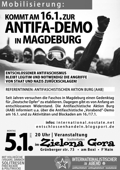 veranstaltung mobi magdeburg antifa demo print plakat bw