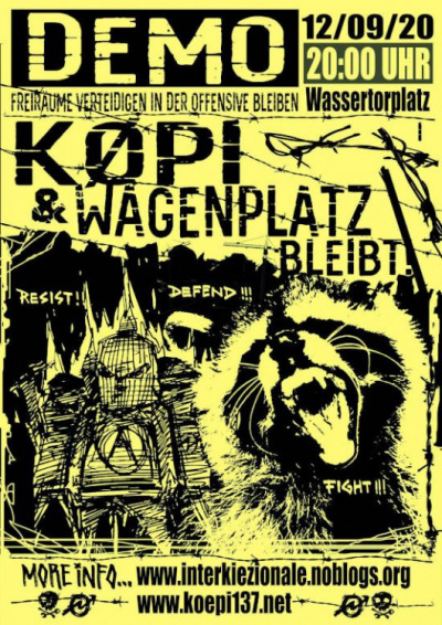 Koepi Wagenplatz bleibt Demo
