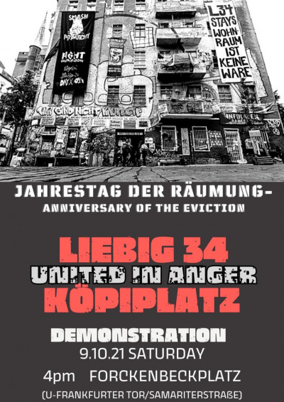 Liebig34 Köpiplatz united in anger Demo