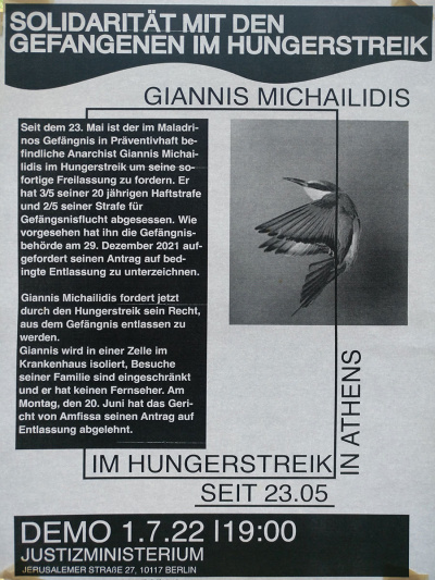 Demo Soli mit Hungerstreik Giannis Michailidis
