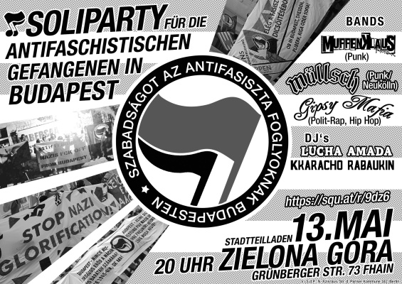 soliparty fuer antifaschistische gefangene in budapest print